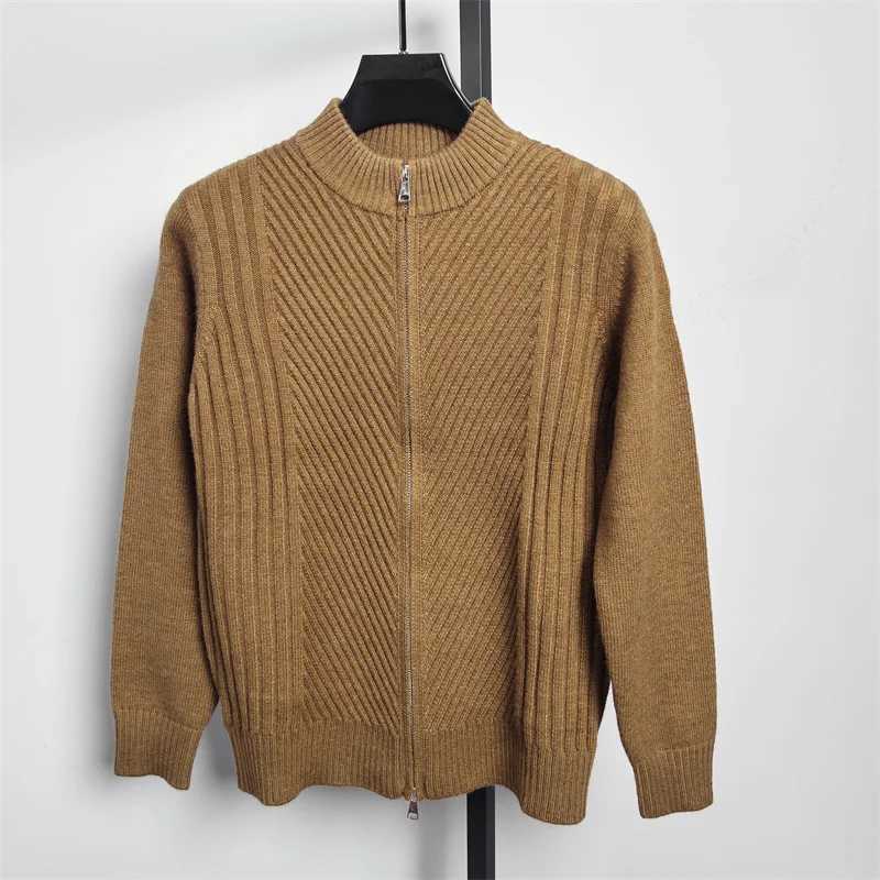 High Quality High end fashion autumn mens cardigan knitted sweater jacket Korean version loose casual jacket double zipper sweater T250102