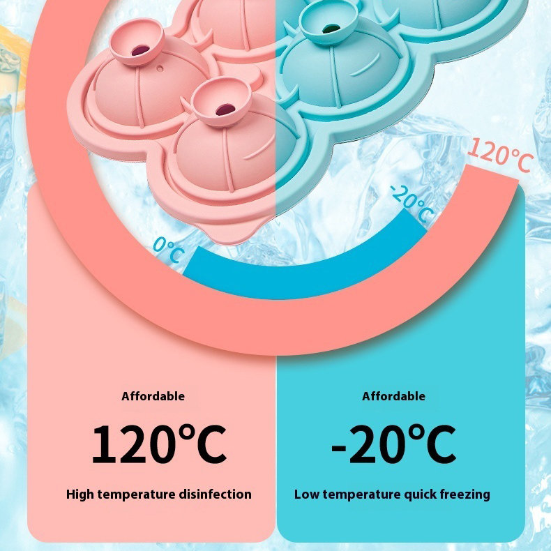 Food grade silicone ice grid spherical household 6-connected ice hockey mold spherical ice cube