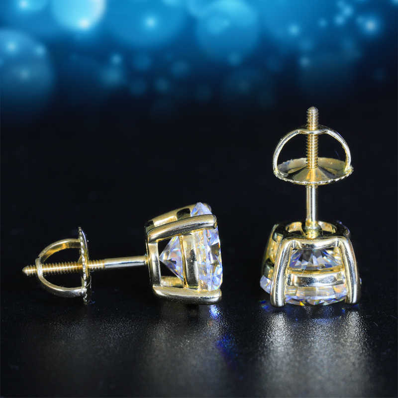 Luxury Affordable Price Screw Back VVS Moissanite Hip Hop S925 Silver 10K 14K Gold Diamond Round Solitaire Stud Earrings