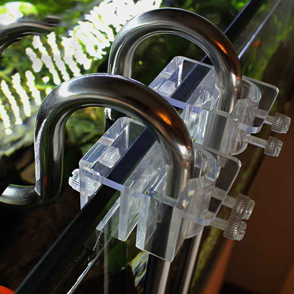 1 Set Clear Acrylic Aquarium Reef Tank Pipe Tube Holder Clip for 12mm/16mm Tubing, Tank Mounted
