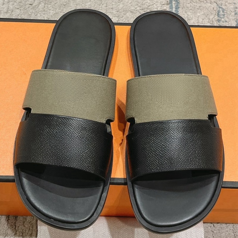 New Fashion Shoes Men's slippers cowhide Beach sandals women flip-flops