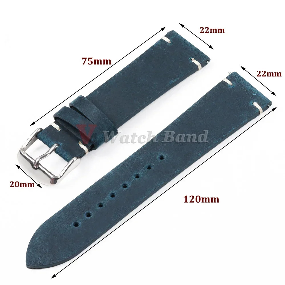 18mm 20mm 22mm 24mm 21mm Watch Straps Business Men Women Bands Retro Brown Cowhide Genuine Leather Strap Oil Wax Discoloration 241230