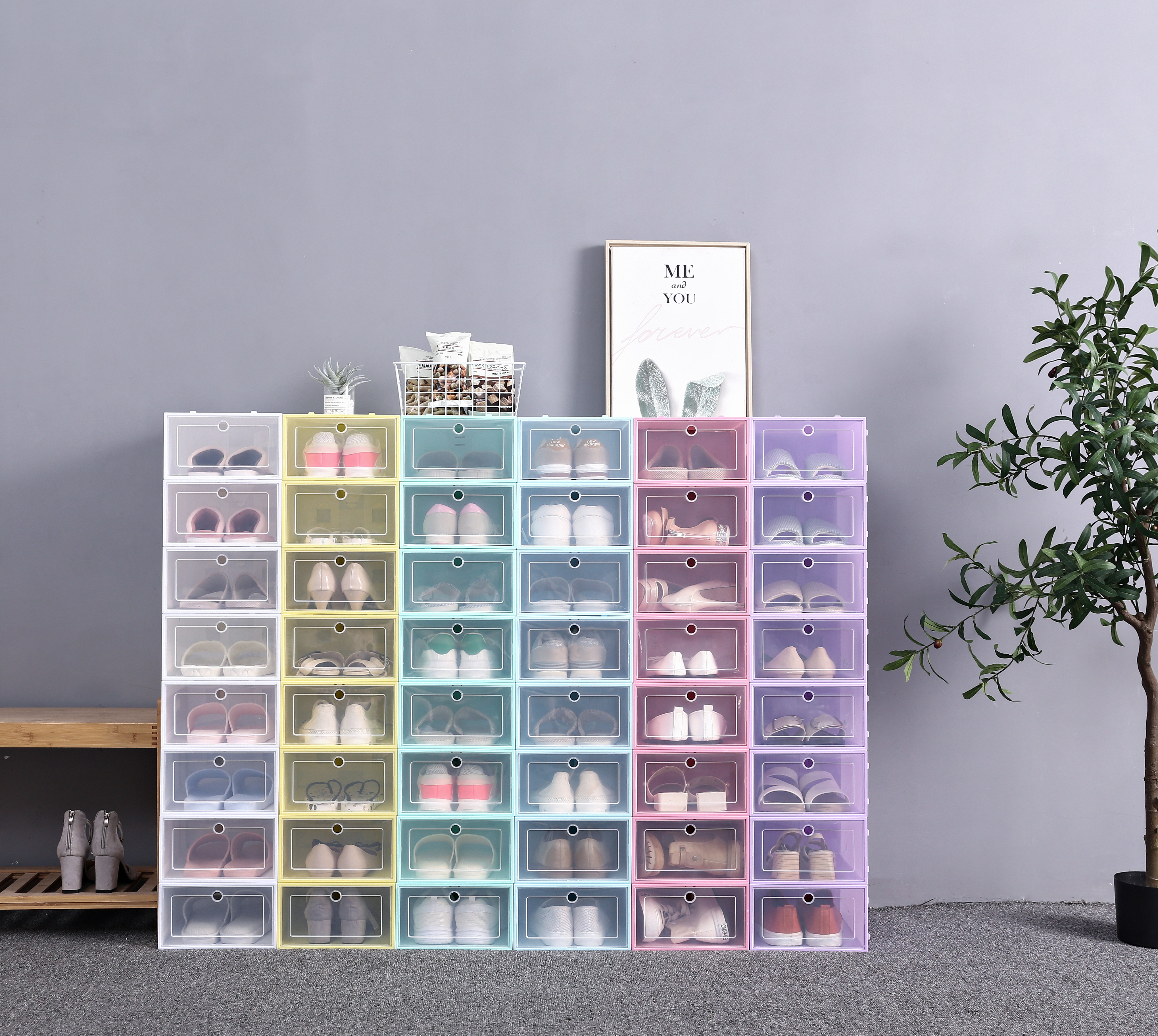 Thick transparent shoe box moisture-proof and dustproof shoe storage box Japanese style shoe box simple plastic drawer style storage