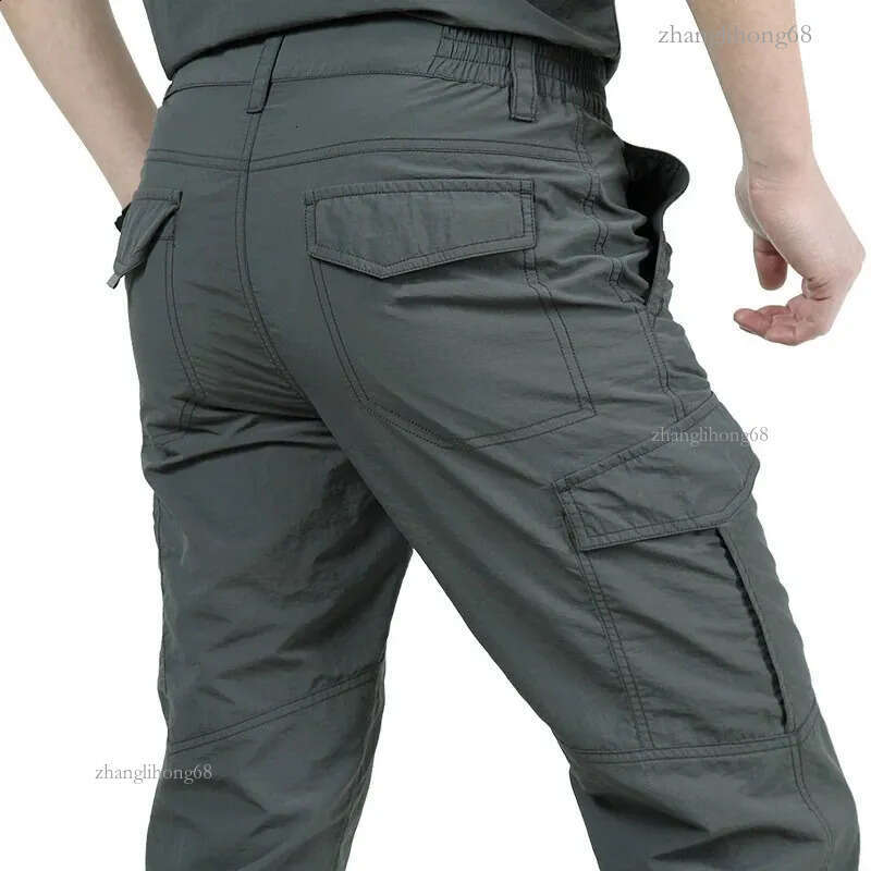 Mens summer tactical cargo pants lightweight casual waterproof Trousers wearresistant multi pocket outdoor hiking 240912