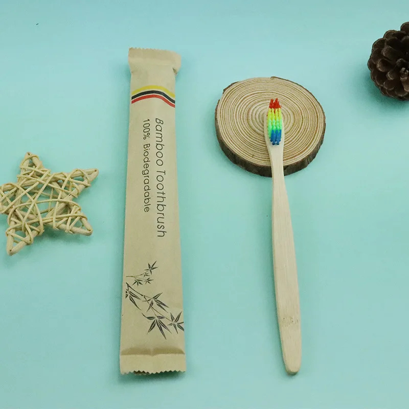 Bamboo Toothbrushes 100Pcs Eco Friendly Resuable Toothbrush Adult Wooden Soft Tooth Brush Customized Laser Engraving 250102