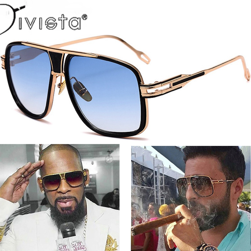 Steampunk Pilot Sunglasses Luxury brand design Fashion Classic grandmaster four Style Retro Gradient lens Sunglasses Men Vintage Sun Glasses Oculos JH