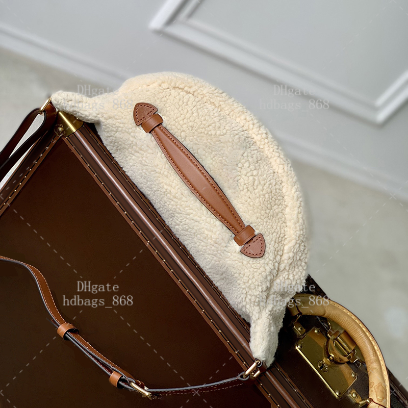 Genuine Leather Designer Crossbody Waist Bag - Elegant 37cm with Detachable Strap & With box L023