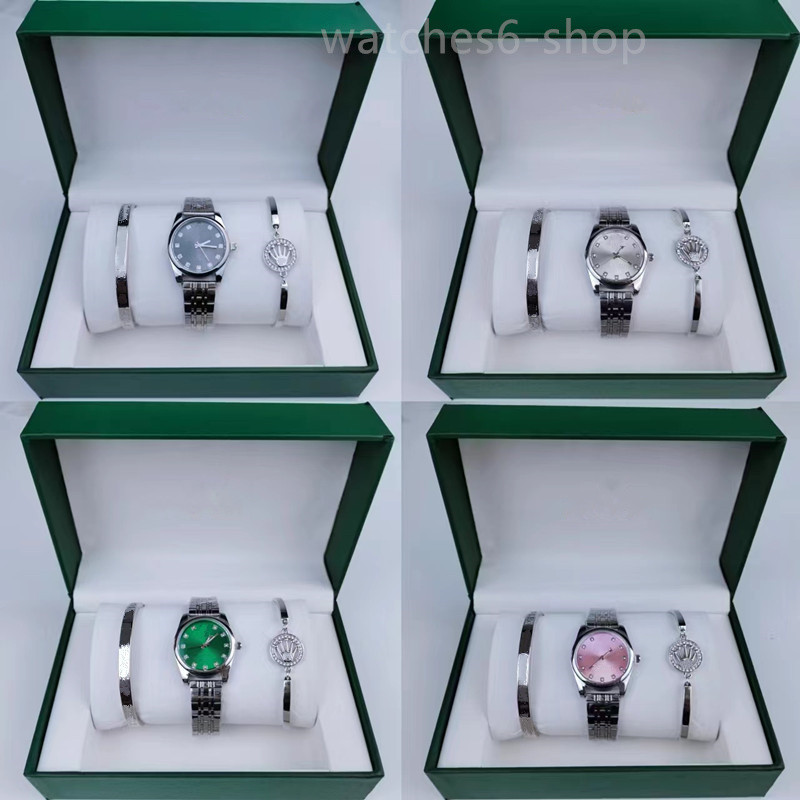 Designer 6PCS/Set Women Silver White Watch Square Diamond Face Dial Quartz Wristwatch Alloy Bracelet Watch Jewelry Set Gift For Mom