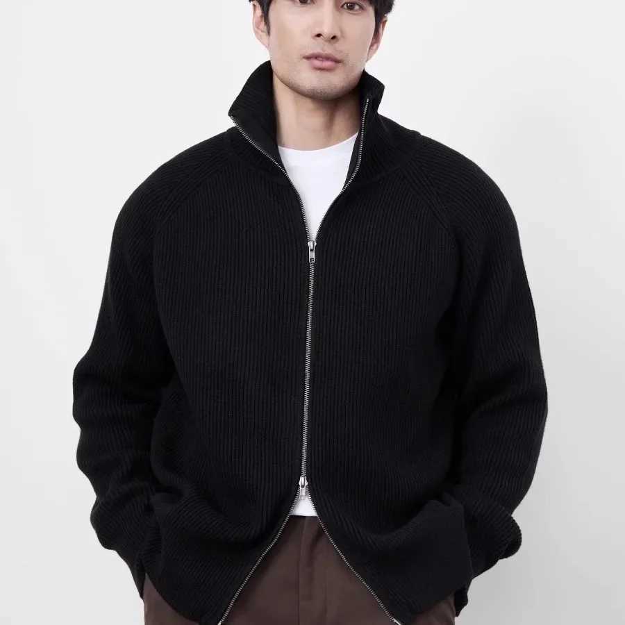High Quality Zip up Knitted Open Knitted Woolen Sweater for Men Simple and Comfortable Knitted Men Handsome Mature Intelligent Leisure Daily High Stre