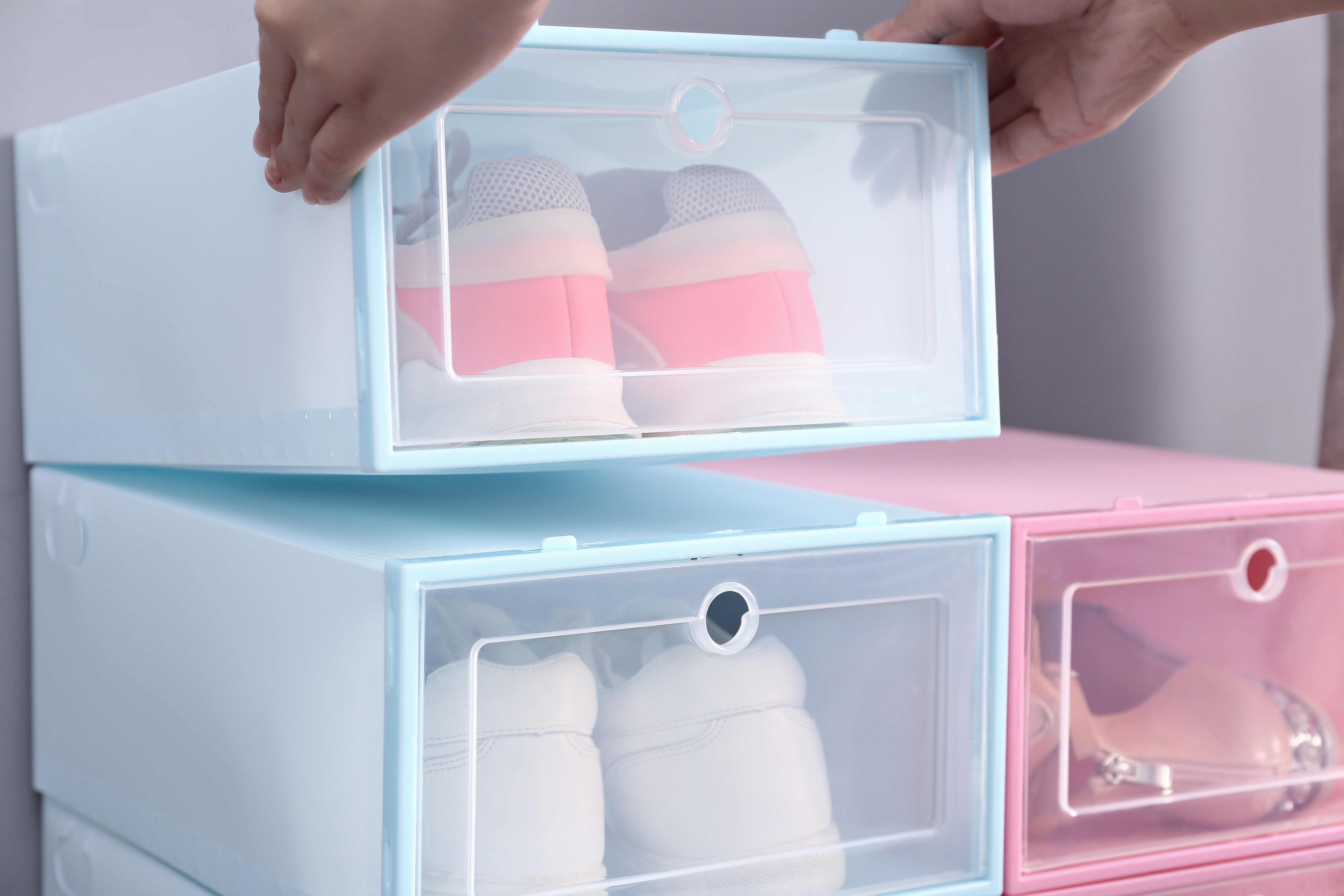 Thick transparent shoe box moisture-proof and dustproof shoe storage box Japanese style shoe box simple plastic drawer style storage