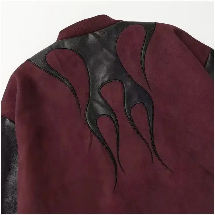 American style decal comparison leather baseball jacket mens autumn jacket -selling loose casual leather jacket unisex 241230