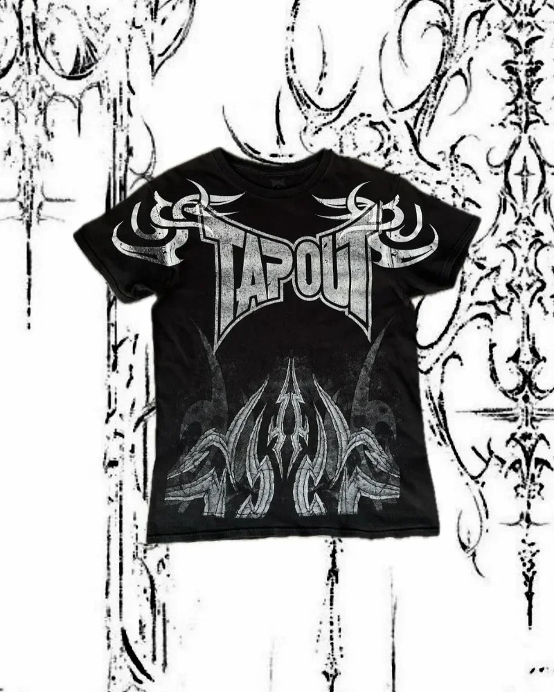 Round neck hip-hop pattern printed mens retro streetwear T-shirt Y2k Gothic Harajuku fashionable loose short sleeved top 241231