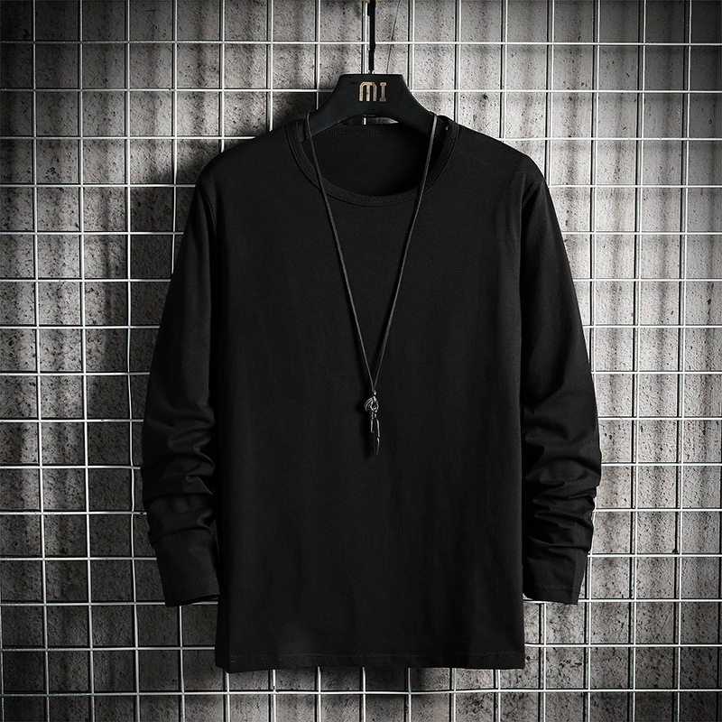 Spring and Autumn Thin Mens Long Sleeve T-shirt Loose Bottom Shirt T-shirt Mens Upper Clothes Mens Sweatshirt Trendy