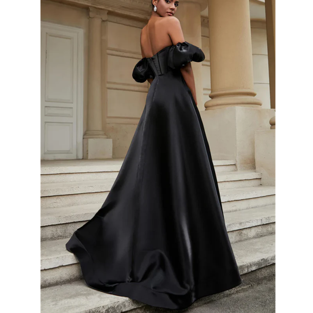 Plus Size Black Prom Dresses Special Occasions Sexy Side Split Formal Evening Gowns Second Reception Dress Engagement Gown Vestido De Novia