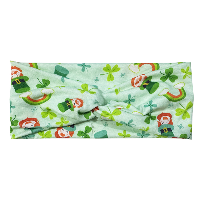 Irish St Patricks Day Headband Older Children Hair Accessories Shamrock Printed Elastic Headband For Sports Yoga cross Sweat Absorption Big Girl Head 