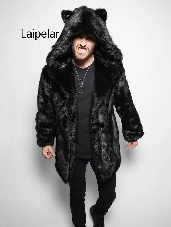 Casual Fur Jacket Coat Mens Winter Warm Mink Coats Long Solid Color Parkas Outerwear 241223Z