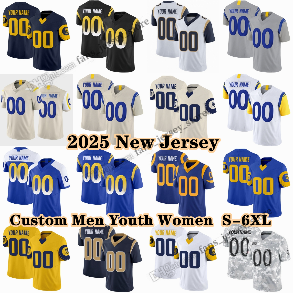 Custom DIY S-6XL Football 9 Matthew Stafford Jerseys 23 Kyren Williams 17 Puka Nacua 56 Christian Rozeboom 39 Jaylen McCollough Tyler Higbee Aaron Donald Kupp Atwell