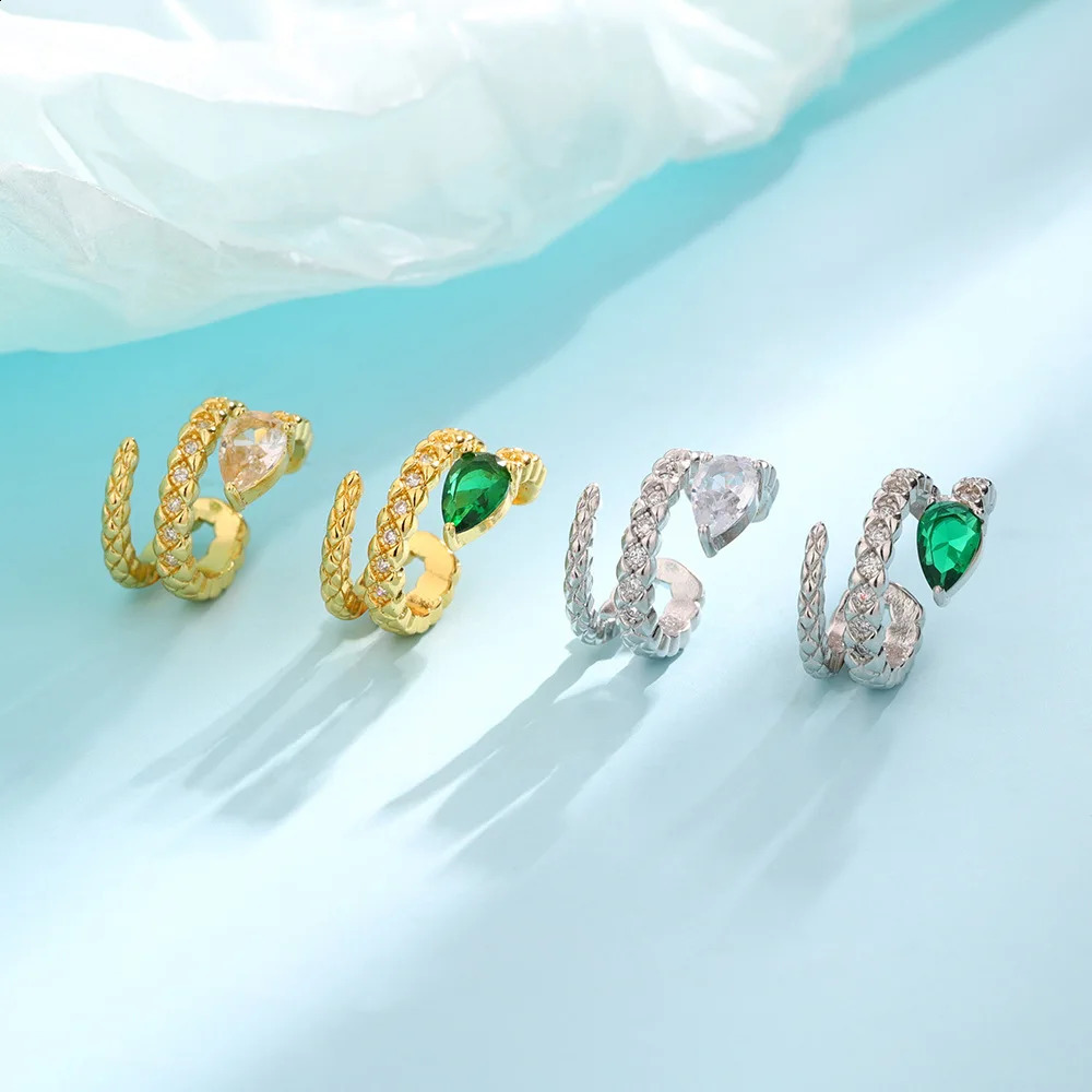 1PC Fashion Green Clip Earring Simple Snake Ear Cuff For Women Girl Jewelry Gift No Piercing Brincos Pendientes 241225