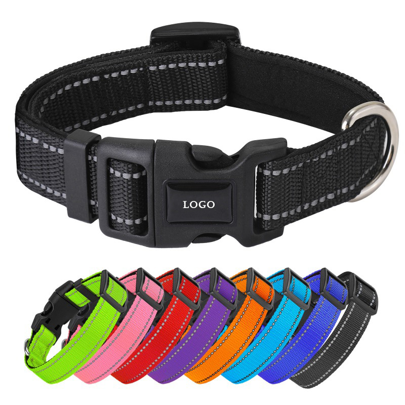 Custom LOGO Dog Collar Sublimation Print Strap Pet Collar Neoprene Anti-String Neck Pet Collar Small & Medium Dogs Multi Colour Nylon Reflective Colla