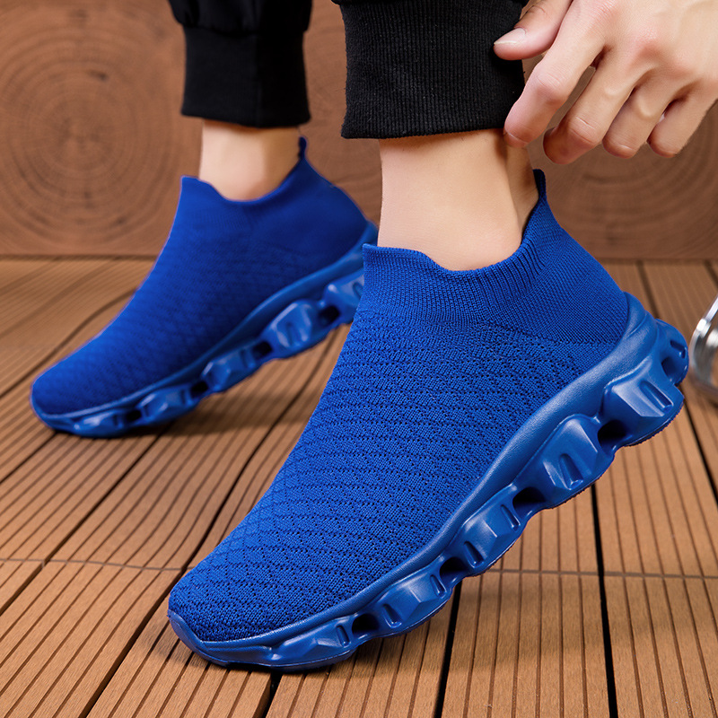 2025 Cross-border new men's shoes Breathable socks shoes flying woven sports shoes casual student walking women's shoes soft sole non-slip 3