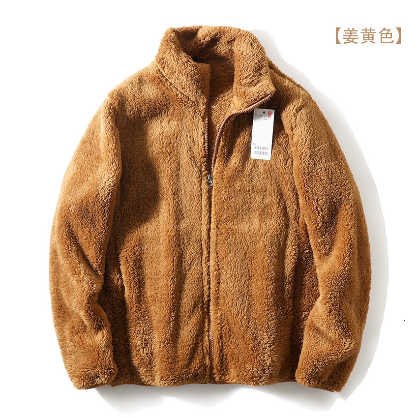 Mens long wool lambhair long sleeved stand up collar jacket with fleece jacket 419505 produced in the fitting room 2024