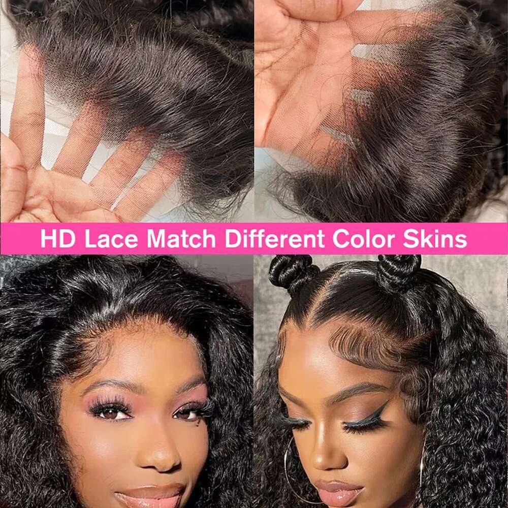 Glueless Kinky Curly Wigs 250% 13X6 HD Frontal Wear Go Deep Wave Lace Front Human Hair 4X4 Closure Wig
