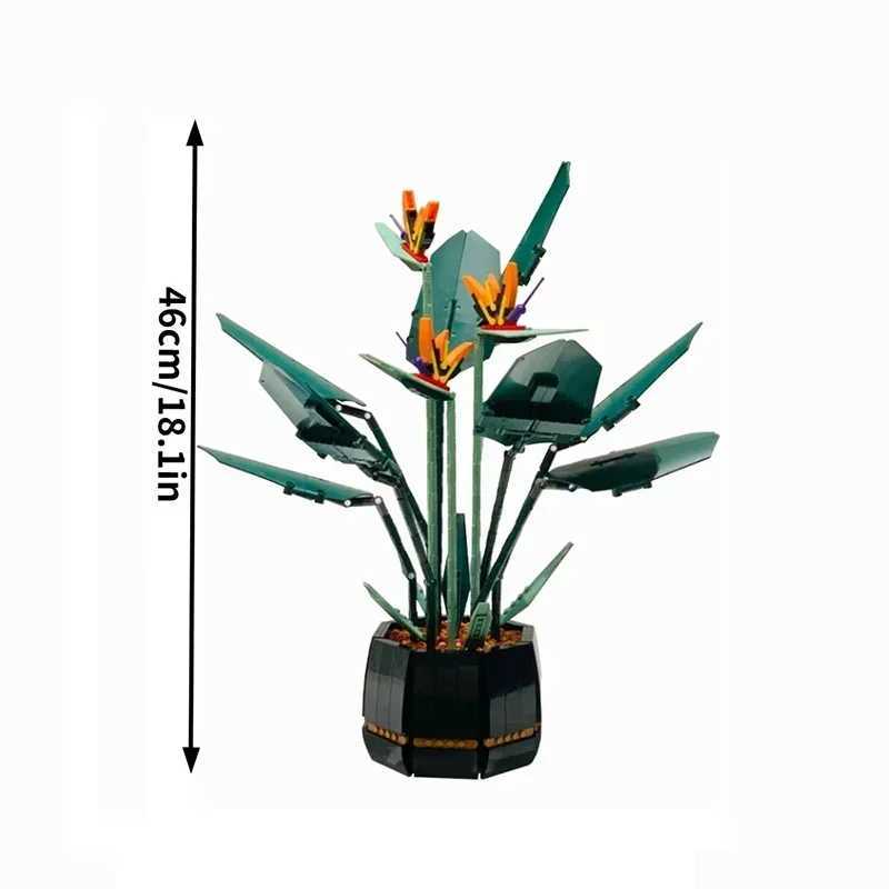 1173 new 10289 pieces of Paradise Bird Bouquet Roses Building Blocks Potted Illustration Childrens Christmas Gift W250102