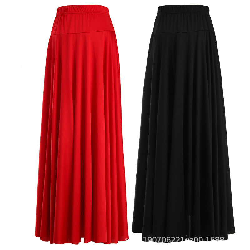 L951 new square dance skirt dance skirt dancing skirt milk silk skirt long skirt ballroom dance skirt big swing skirt