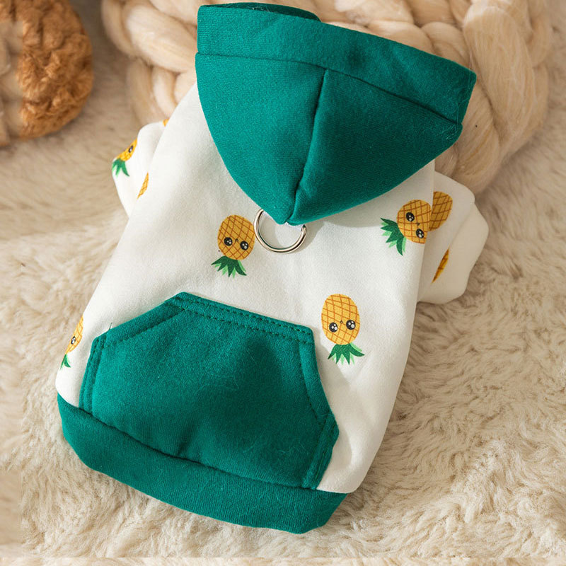 Autumn and winter dog clothes full of prints hooded traction hoodie, small and medium-sized dog cat pet clothes HS62