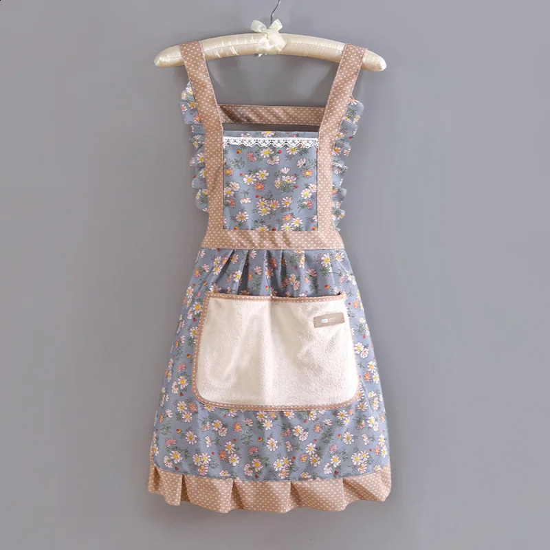 Canvas Apron for Women Home Kitchen Cooking Breathable Wear Adult Work Floral Household Cleaning Accessories 241224z