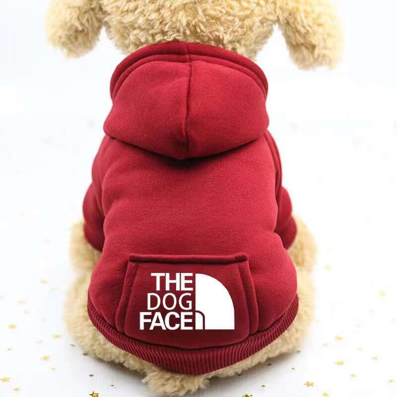 The Dog Face Hoodie Clothes Sweatshirt Warm Dog Sweater Dog Jacket Solid Color Dog Clothes Apparel with Hood Pet Clothes and Sweater Coat All in One