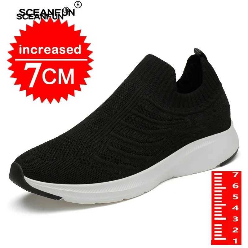 Lift Man Sneakers Summer Elevator Shoes Height Increase Shoes for Men Mesh Light Breathable 7CM Slip-on Casual HeighteningC241231