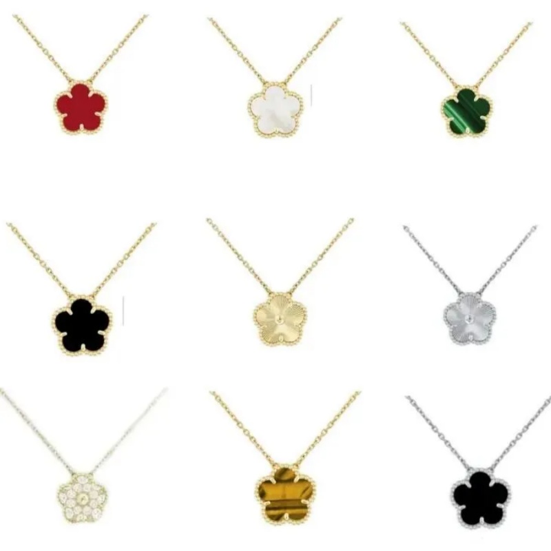 Luxury designer necklace gold clover necklaces women mother of pearl diamond pendant stainless steel chain plated gold necklace silver wedding classic jewelry