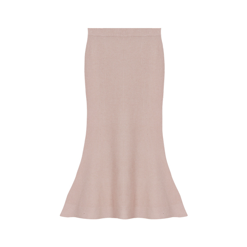 G3190 Mermaid Wool Skirt High Waist Slim Skirt Solid Color Threaded All-match Fishtail Skirt