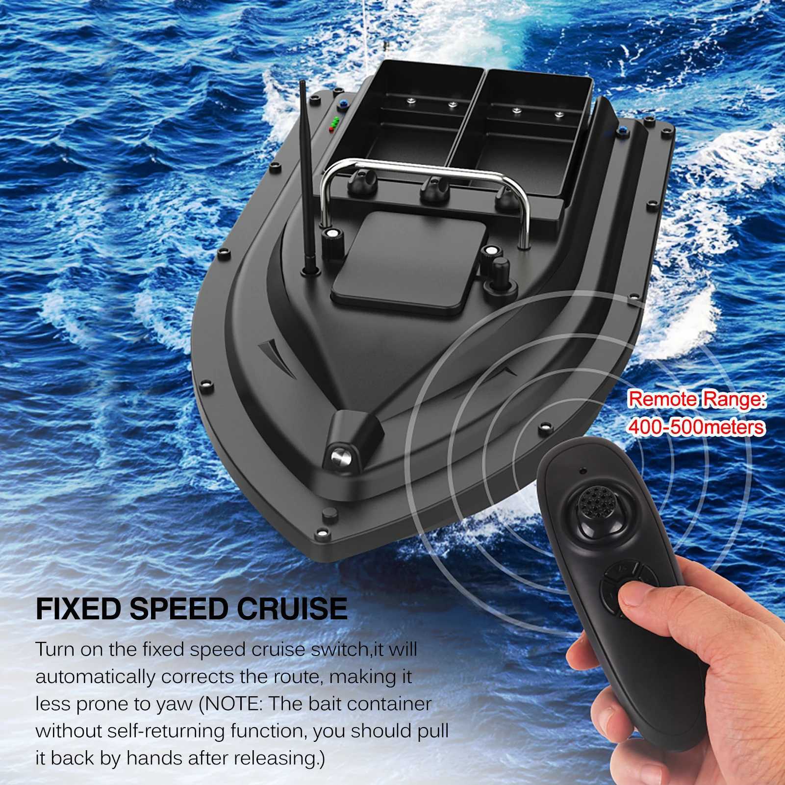 Fish Finder GPS Fishing Bait Boat 500m Remote Control Bait Boat Dual Motor Fish Finder 2KG Loading Support Automatic Cruise/Return/Route S2412196