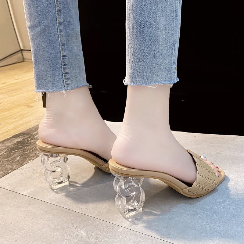 Celebrity Ddmywed Internet Woven Open Toed Half Slippers Summer Wear With Exposed Toes Fashionable And Comfortable Ins Women S Shoes Chinese Brand F D