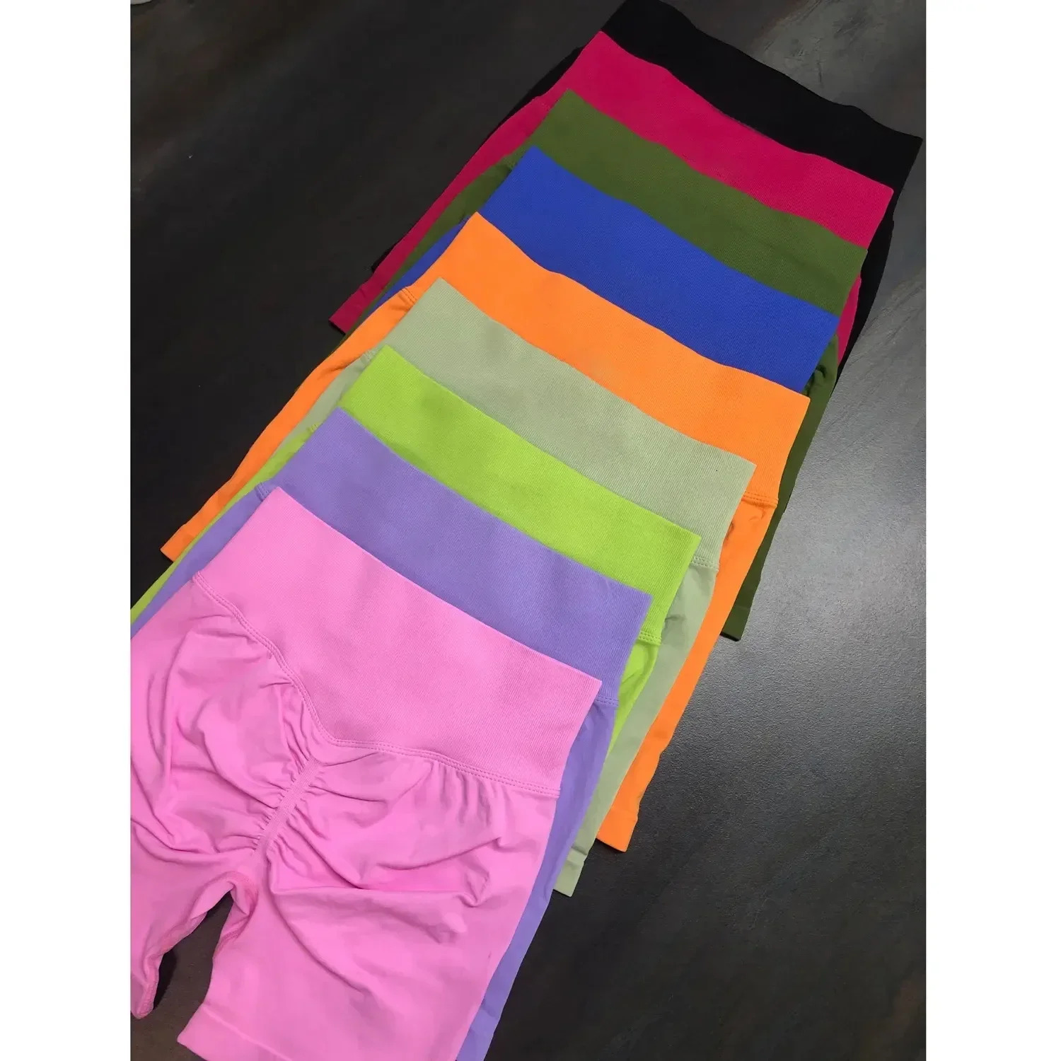 Dynamic 4.5' Seamless Scrunch Bum Yoga Ribbed Waist Band Gym Short High Stretch Workout Biker Shorts