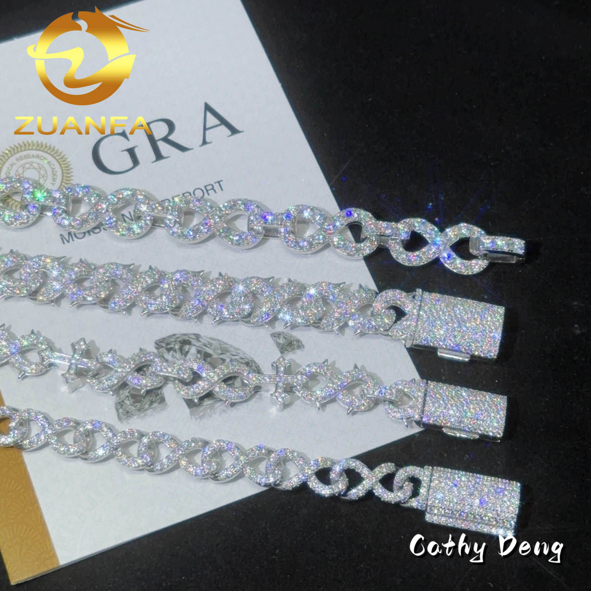 Fashion Hip Hop Jewelry 4 Styles Infinite Iced out Men Cuban Bracelet 925Silver Moissanite Bracelet Pass Diamond Test cuban link