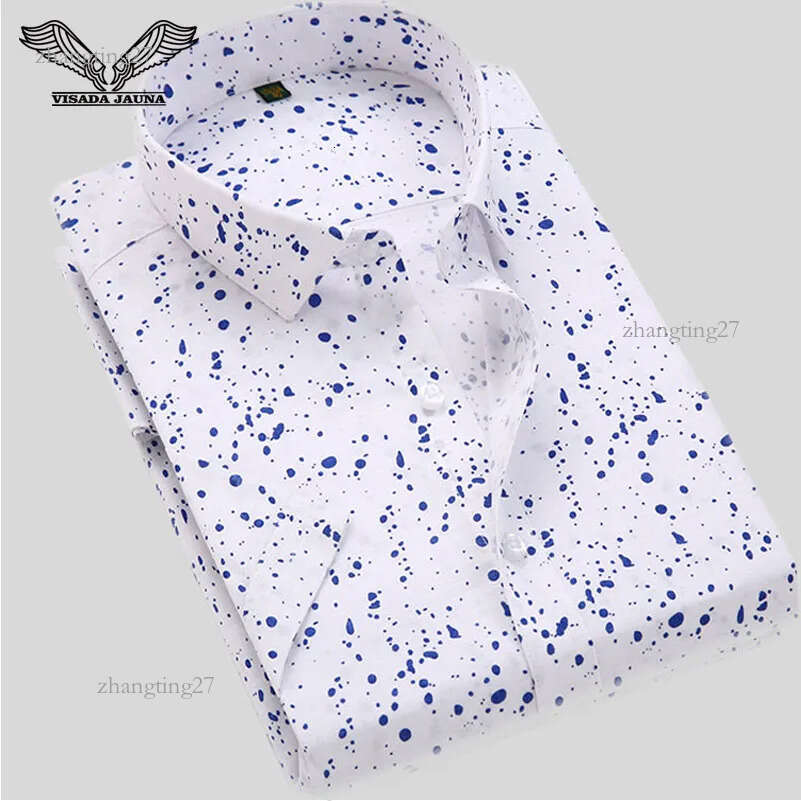 VISADA JAUNA 2017 New Arrival Men Shirt Fashionable Casual Male Brand Clothing Printed Slim Camisa Social Masculina 4XL N1308