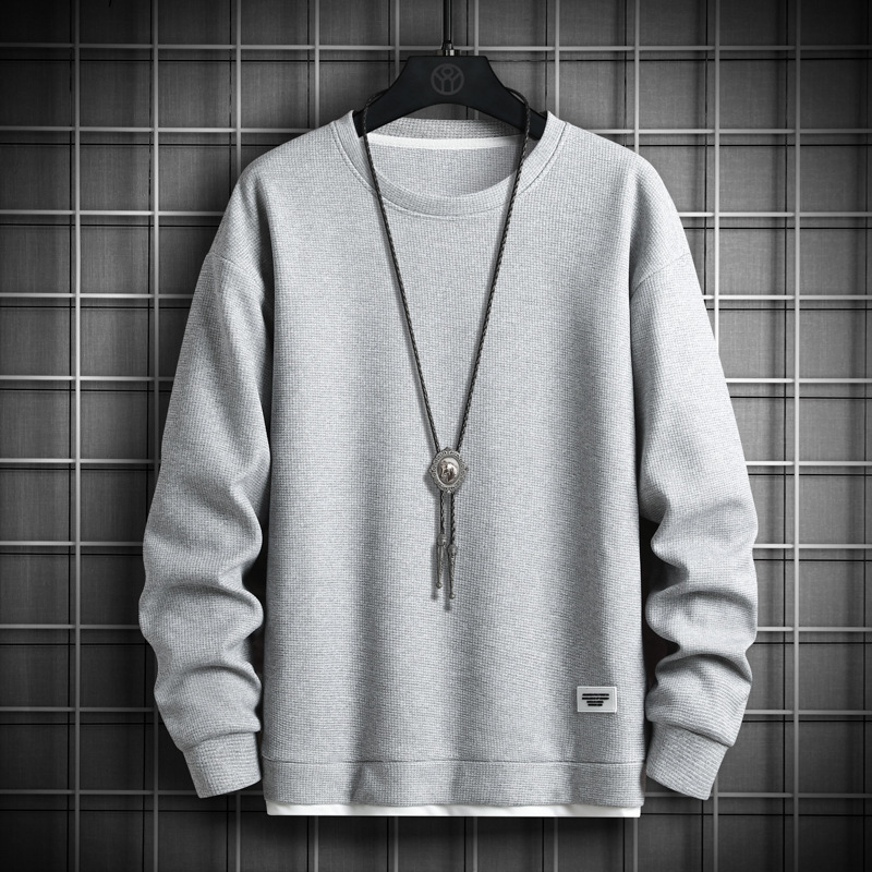 CH01013 Sweatshirt Men's Fashion Brand Waffle Fake Two-piece 2024 Autumn New Long-sleeved T-shirt