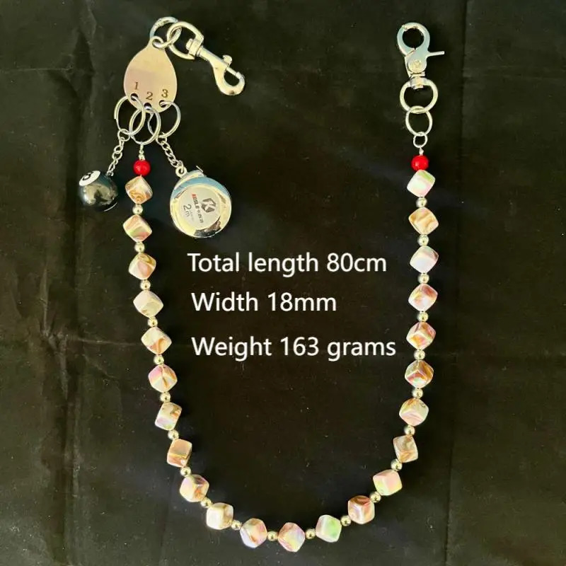 Original Punk Style Jeans Trouser Chain Two-Color Wide Square Beads Unique Niche Unisex Wear Accessories Waist Pendant 241231
