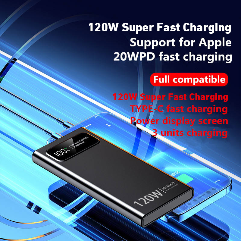 100000mAh Power Bank 120W Super Fast Charger Large Capacity Mobile Power Portable External Battery for iPhone Samsung 2025New