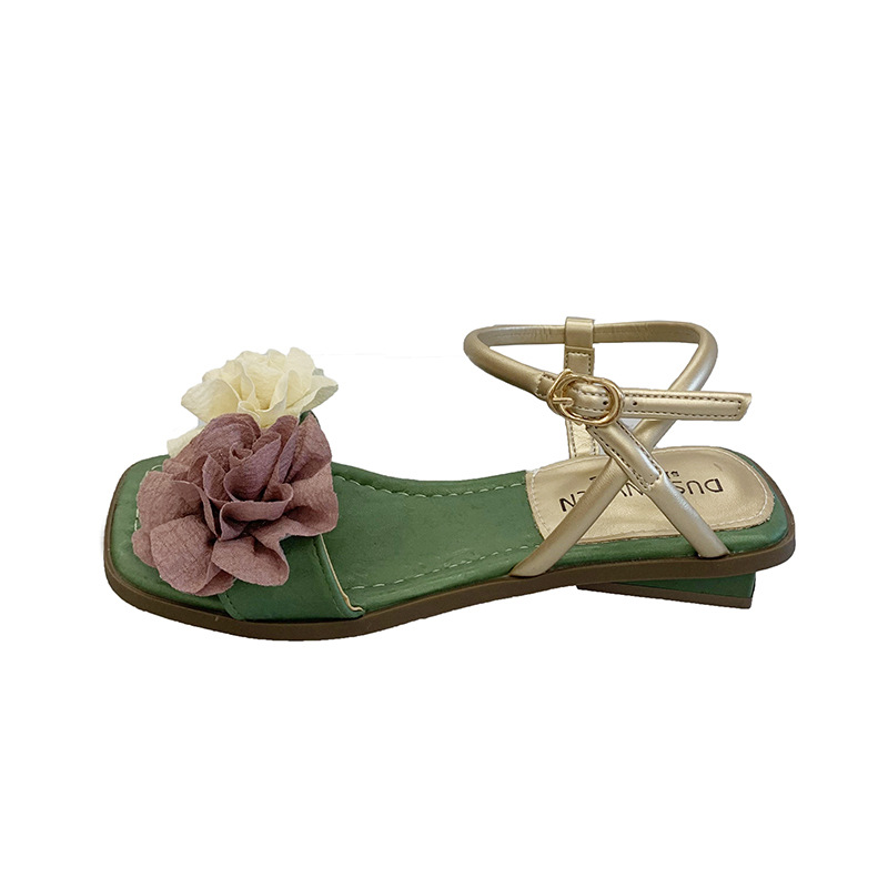 Free shipping flat sandals for womens designer sandals champagne beige green Summer beach slippers size 35-40