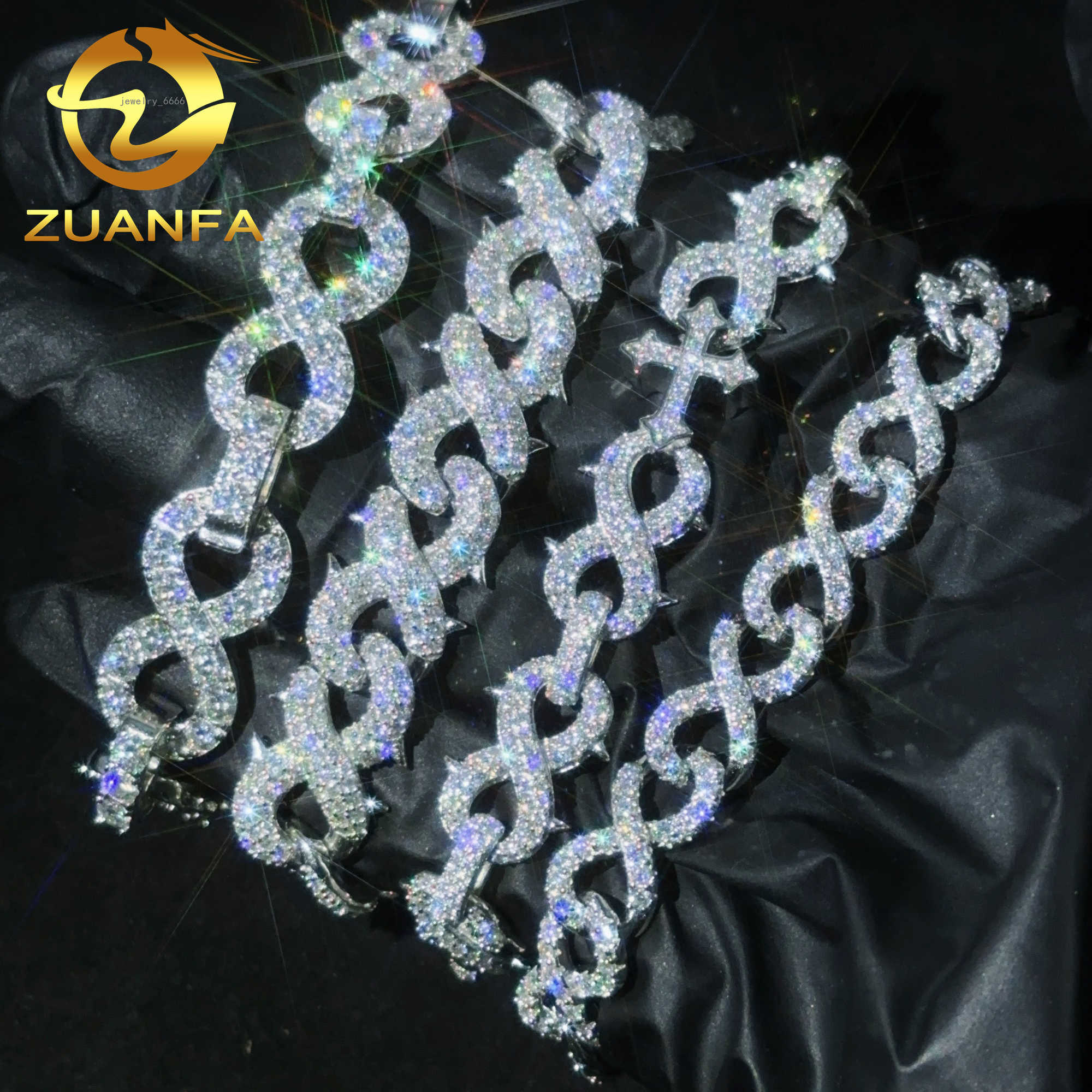 Fashion Hip Hop Jewelry 4 Styles Infinite Iced out Men Cuban Bracelet 925Silver Moissanite Bracelet Pass Diamond Test cuban link