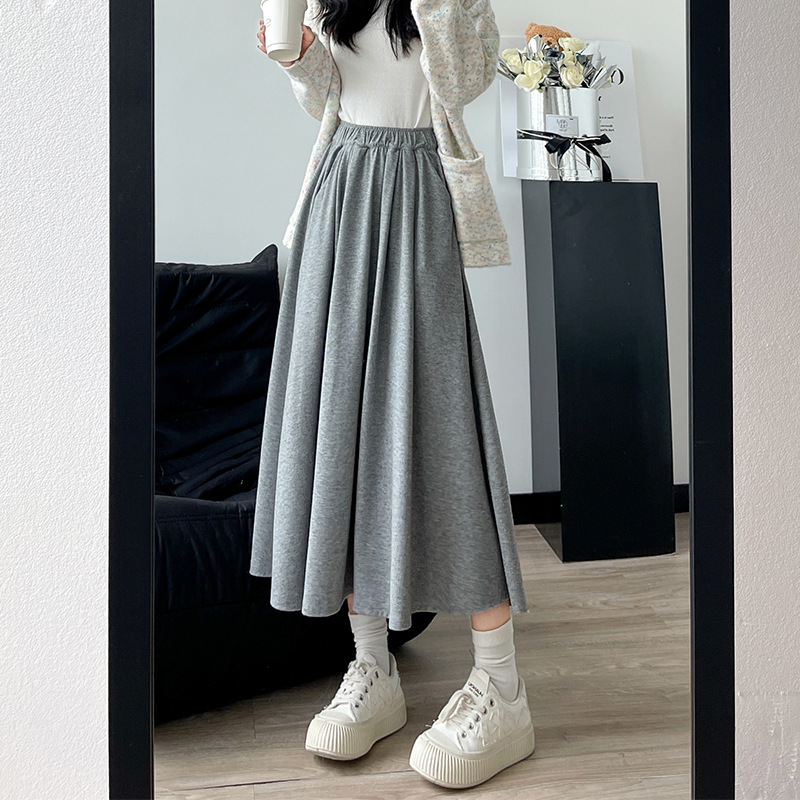 B8210 Spring and Autumn 2024 new slim drape a-line Yamamoto umbrella skirt medium-length lazy skirt