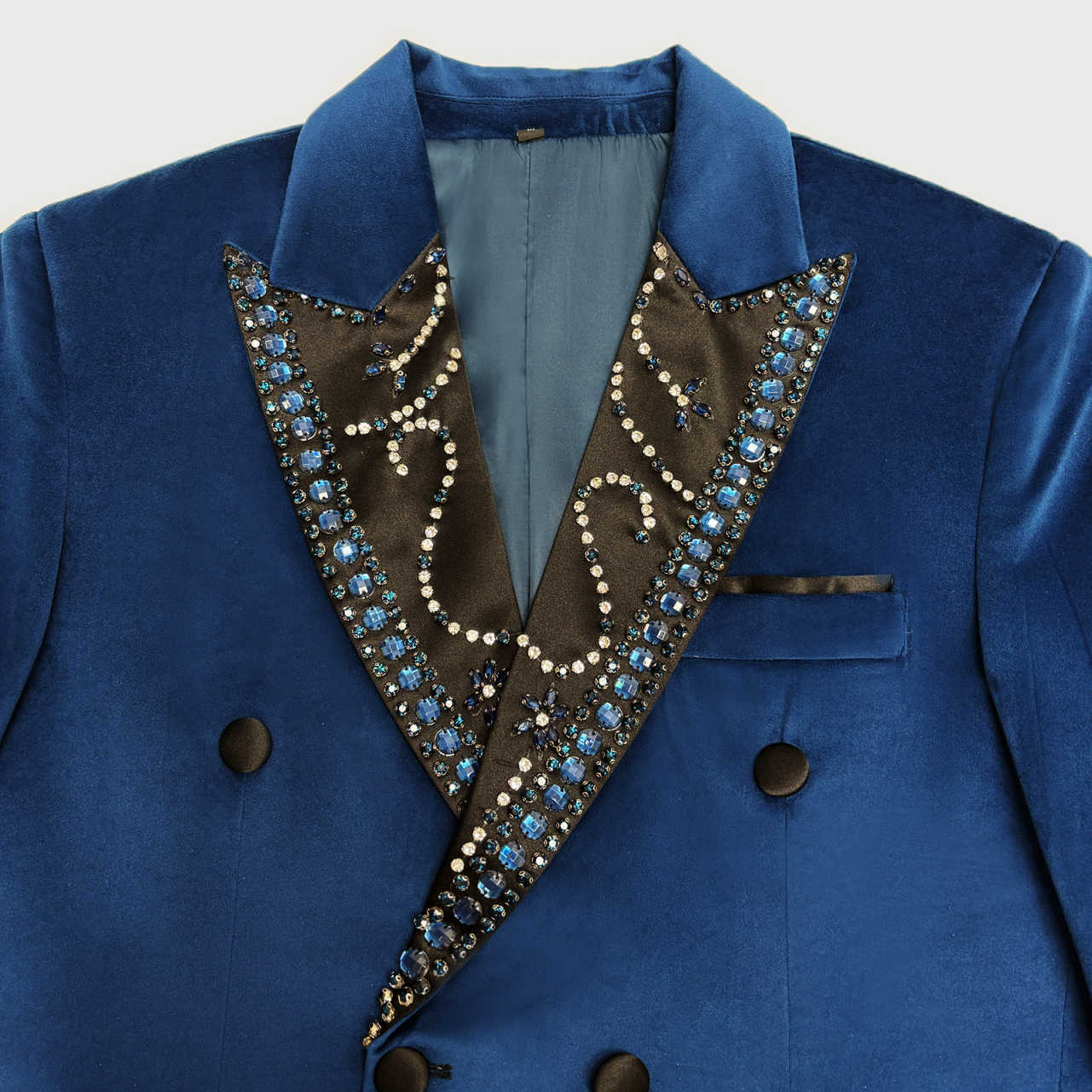 Gorgeous Wedding Tuxedos Beaded Crystal 1 Piece Set Coat Men Suits Peaked Lapel Double Breasted Groom Wear Party Event Customized