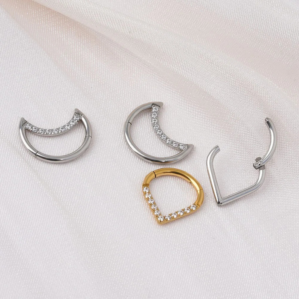10/50Pc Round Zircon Septum Ring Hoop Cartilage Tragus Helix Small Piercing Nose Ring Earring For Women Body Jewelry Accessorie 250103