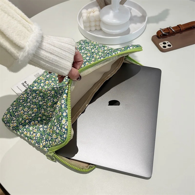 Laptop Bag 13.314 InchSleeve Case For Macbook Air Pro Notebook Computer PC Lady Women Flowers Lattice Gift Dropship 8827 250102