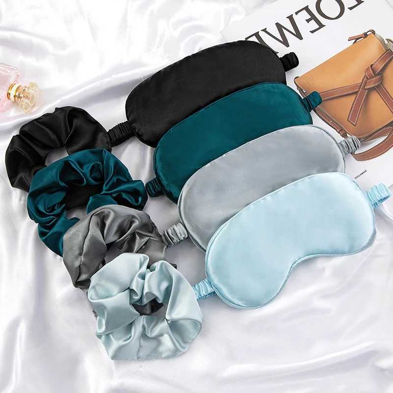 2Pcs/Set Women Imitated Silk Sleep Eye Mask Eye Patches Face Mask Eyeshade Blindfold Travel Rest Eye Cover Night EyeshadeXJ250103