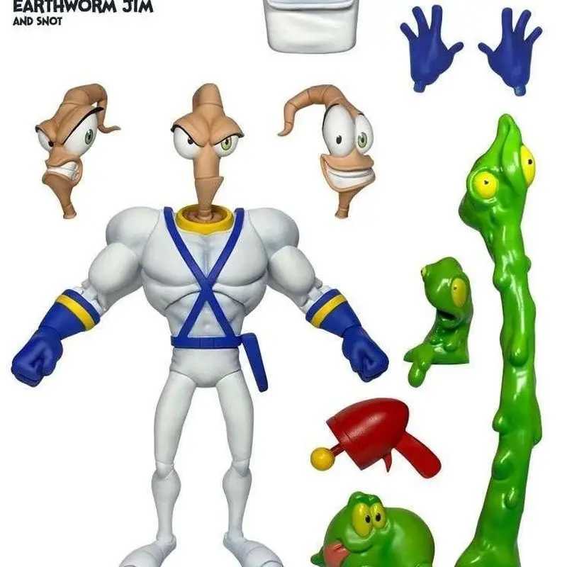 Pdna Earthworm Jim Action Figure Collection Snot Worm Body Jim Heads Bob The Killer Goldfish #4 Professor Monkey Psy-Crow Toy W250120